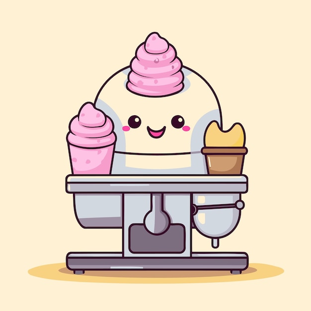 Cute ice cream machine character vector illustration design Cute ice cream machine character design