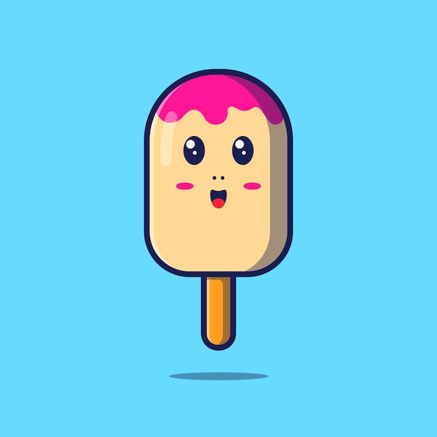 Cute ice cream melted with stick vector illustration