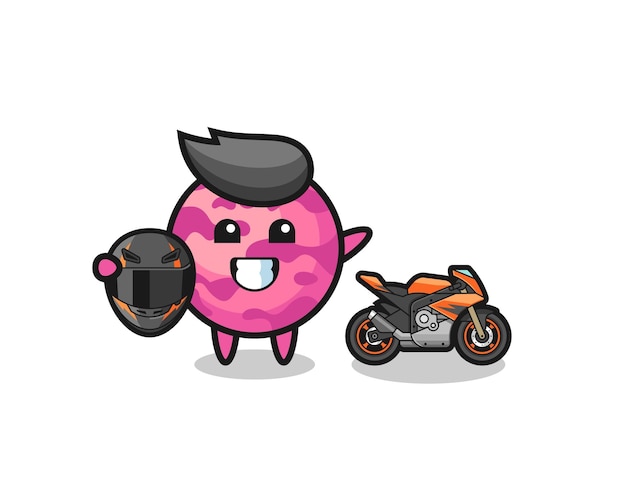 Милый мультфильм о мороженом в виде мотоциклетного гонщика милый дизайн