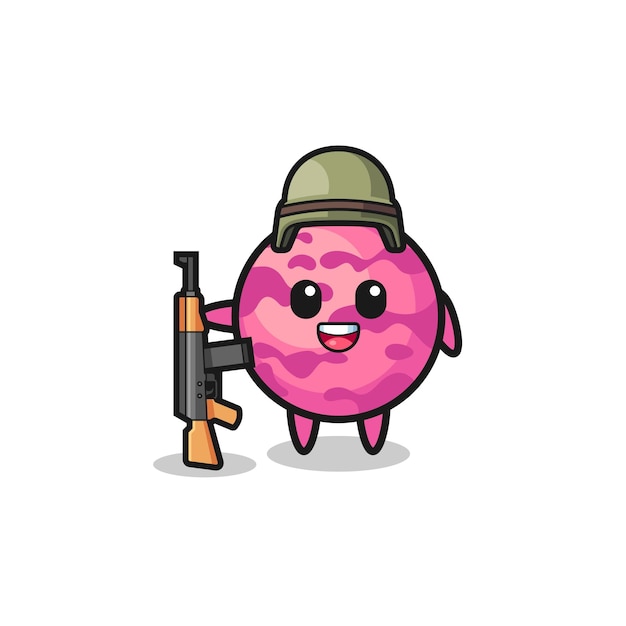 Cute ice cream scoop mascot as a soldier  cute design