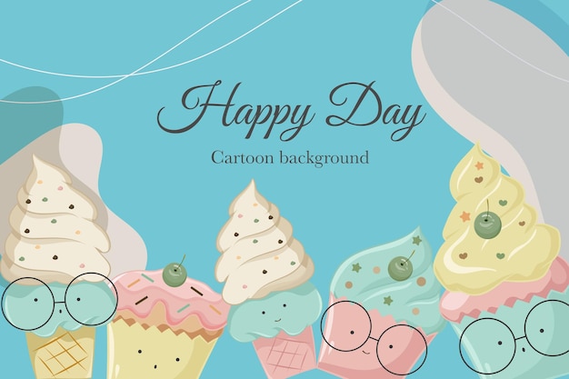 Vector cute ice cream summer background