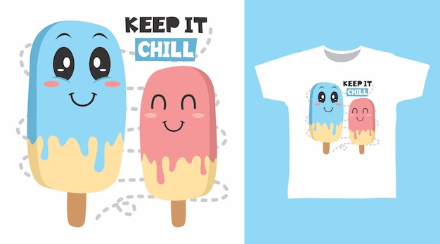 Cute ice cream tee design concept