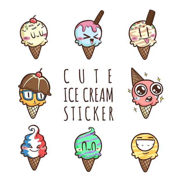 cute ice cream vector cartoon