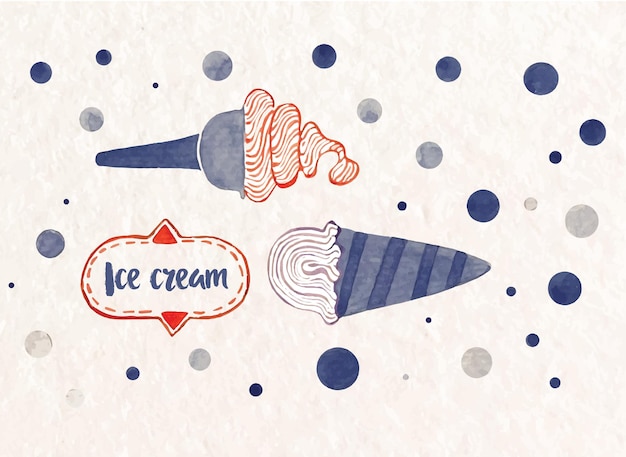 Cute ice cream watercolor