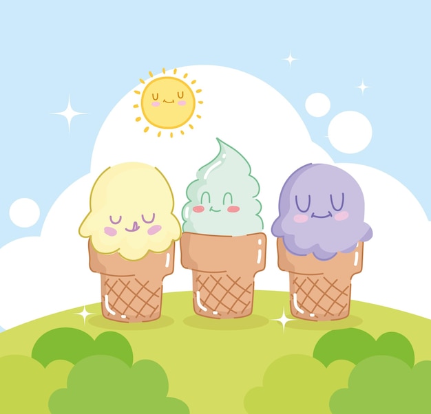 Cute ice creams cone