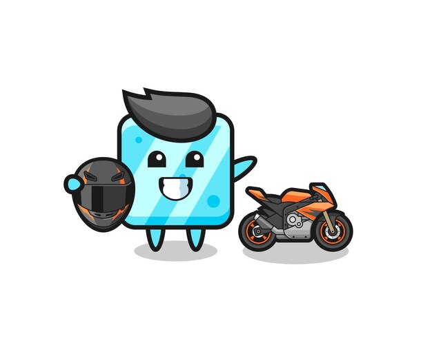 오토바이 레이서로 귀여운 아이스 큐브 만화