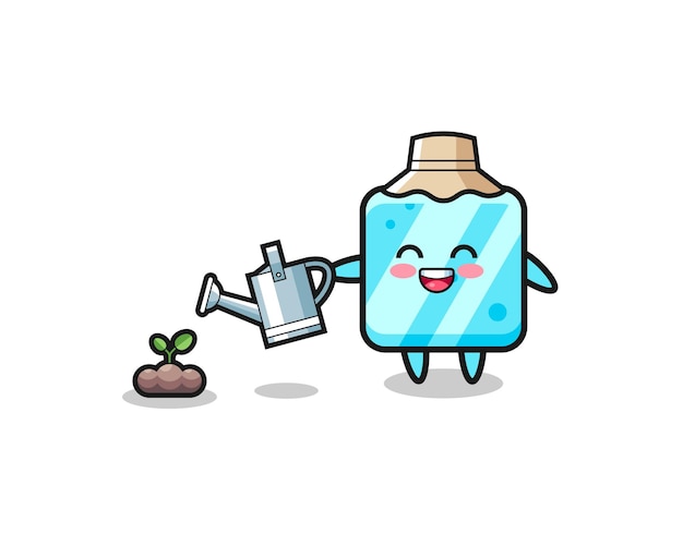 Cute ice cube is watering plant seeds , cute design