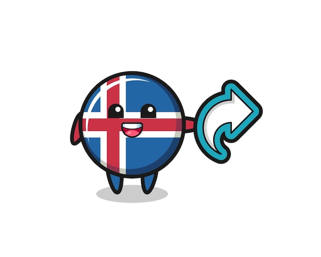 Cute iceland flag hold social media share symbol