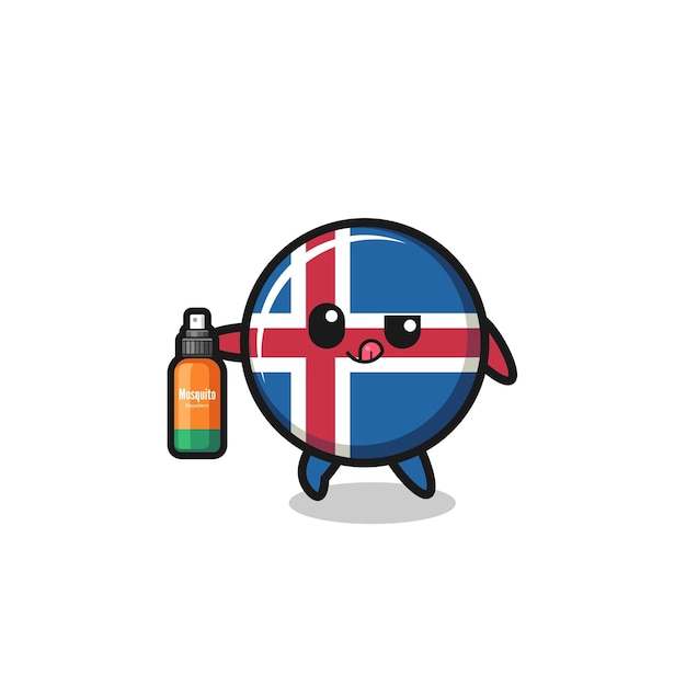 Cute iceland flag holding mosquito repellent cute design