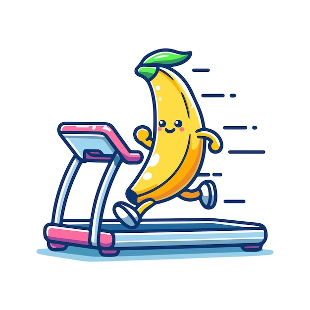 cute icon character banana treadmill