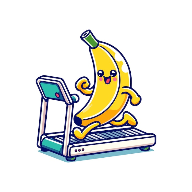 cute icon character banana treadmill