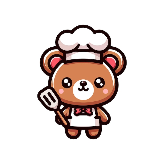 cute icon character bear chef