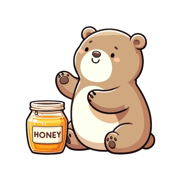 cute icon character bear and honey