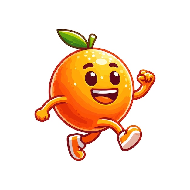 Vector cute icon character orange jogging