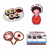 Vector cute icon of japanese asian japanese culture elements illustration of japanese street food