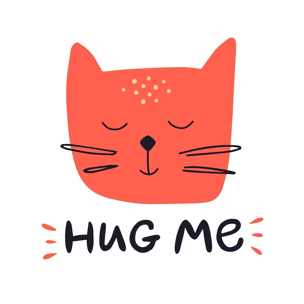 Cat love cute smile hug lover logo icon illustration on