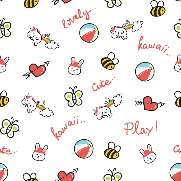 Cute icon seamless background