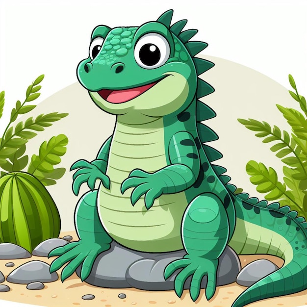 Cute Iguana Vector Cartoon illustratie