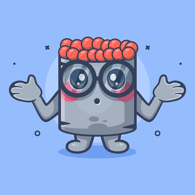 cute ikura sushi food character mascot with confused gesture isolated cartoon in flat style design