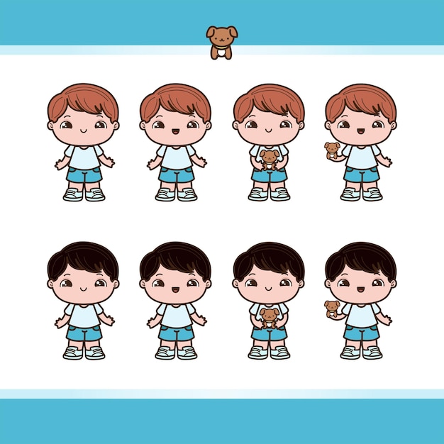 Vector cute illustration of boys