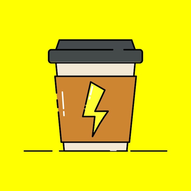 Vector cute illustration of a cup of energy coffee