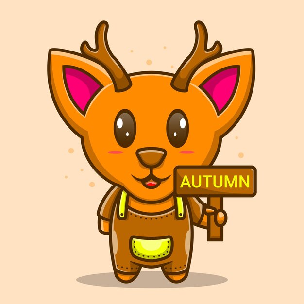 Cute illustration deer autumn