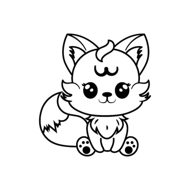 Vector cute illustration of fox coloring book