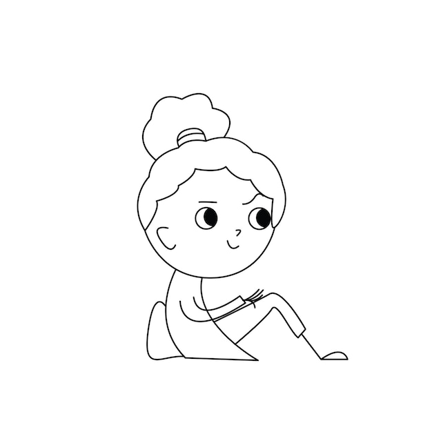 Cute illustration of a girl sitting relaxed leaning on a pillow