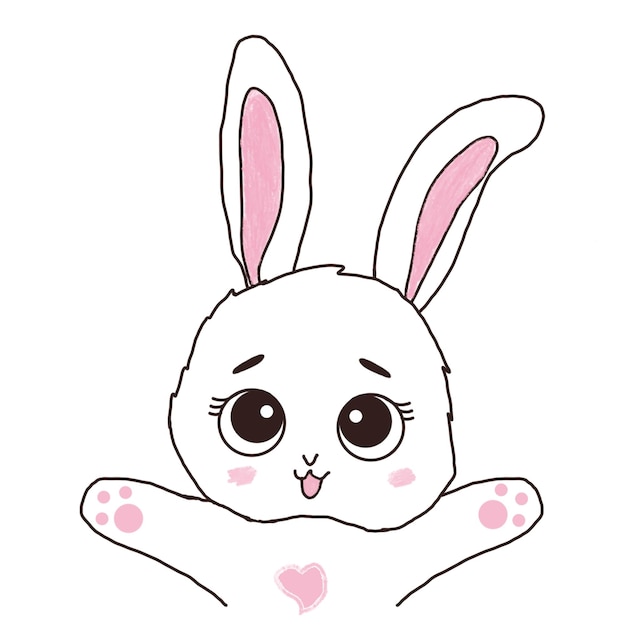 Cute illustration of a hare in doodle style.