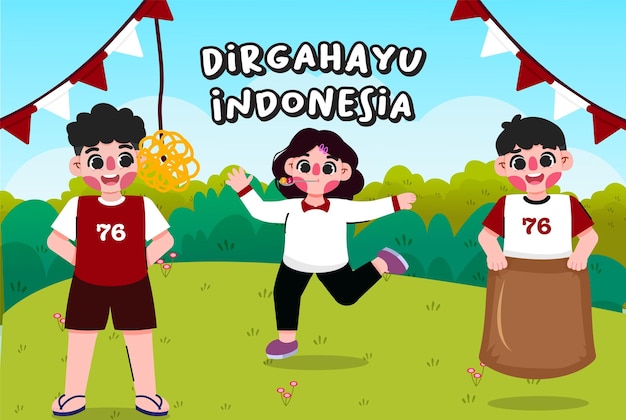 cute illustration of indonesian independence day