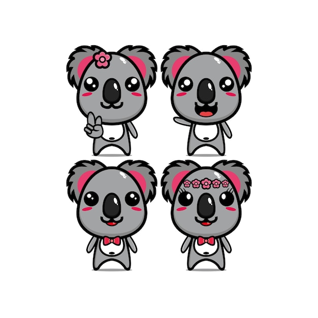 Vector cute illustration koala bundle set with character