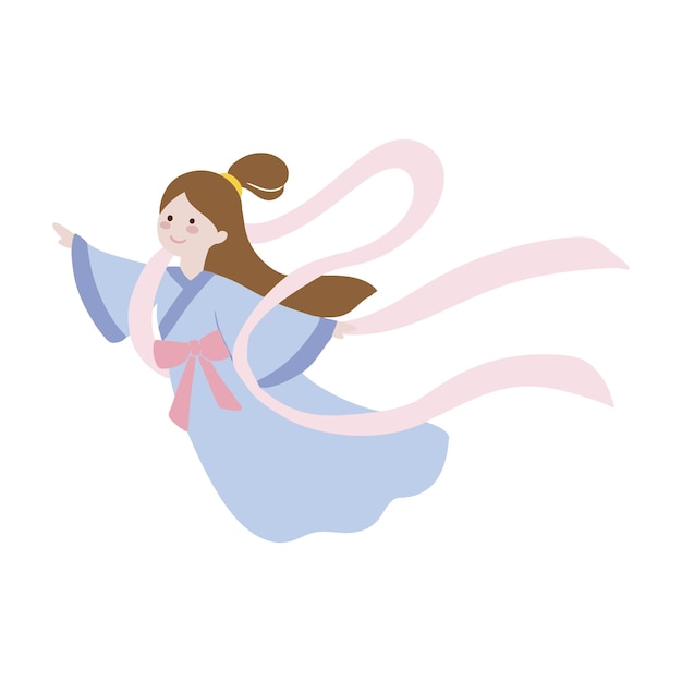 Vector cute illustration of the midautumn festival fairy change