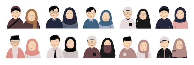 Cute Illustration Muslim Couple Stock Illustrations Men and women