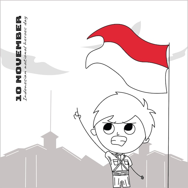 Cute illustration national hero caricature pahlawan nasional