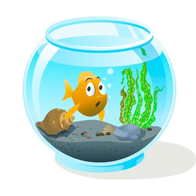 Милая иллюстрация рыбы в аквариуме