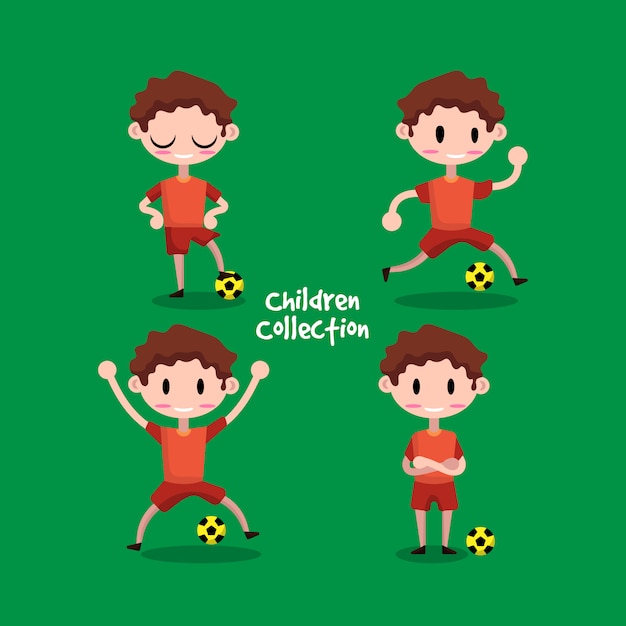 サッカーをする子供のかわいいイラスト