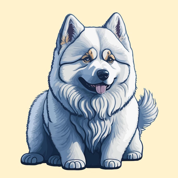 Cute illustration of Samoyed dog isolated on a plain background