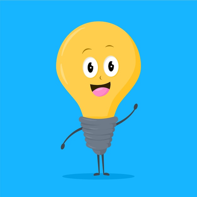 Vector cute illustration of a smiling light bulb