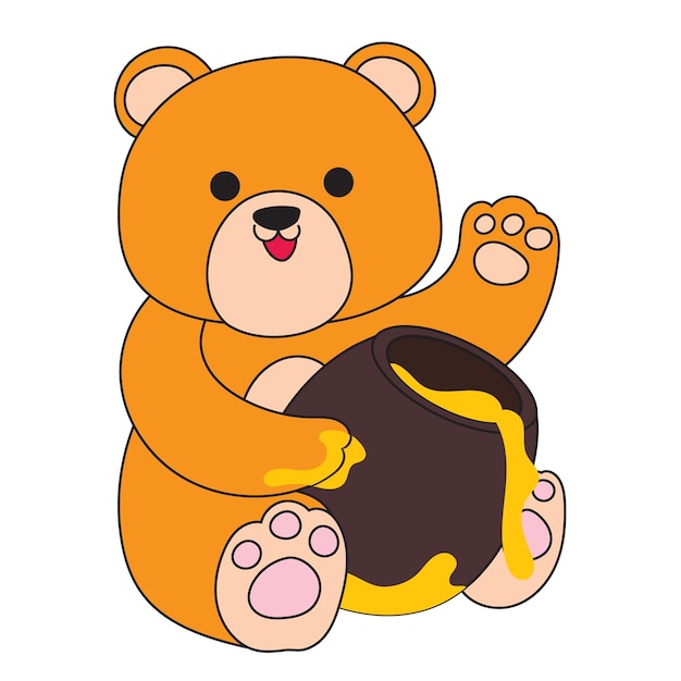 cute illustration of a sun bear eating honey