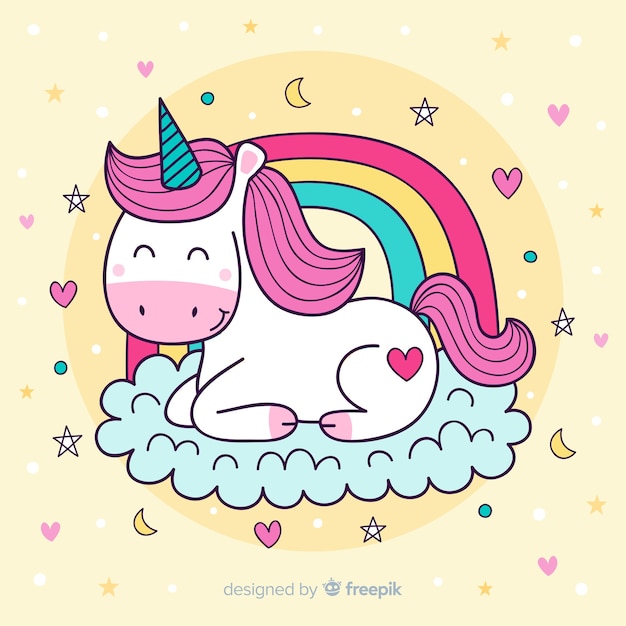 Vector cute illustration with colorful unicorn