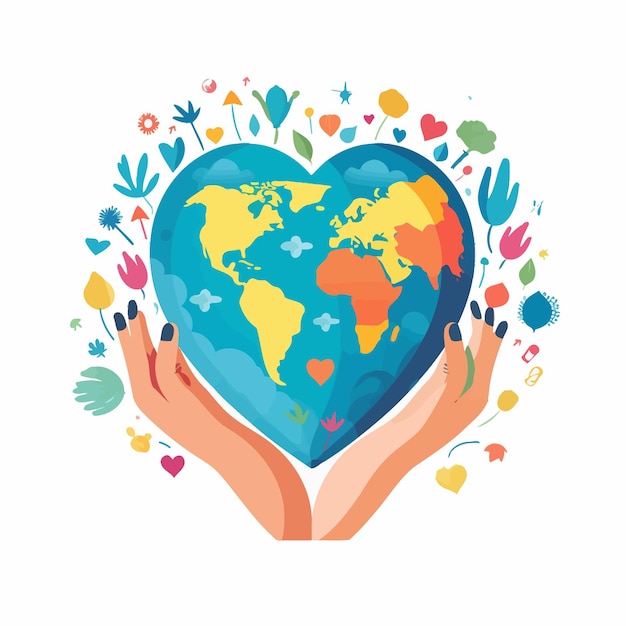 Vector cute_illustrations_of_hearts_hands_and_the_earth vector