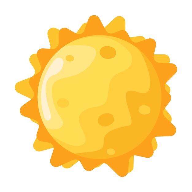 Cute image of a bright sun Cartoon illustration of the hot sun