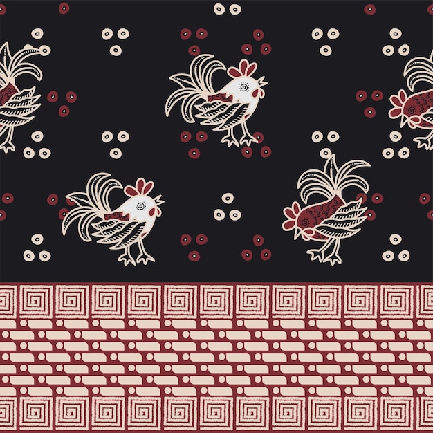 Cute indonesian chicken batik pattern