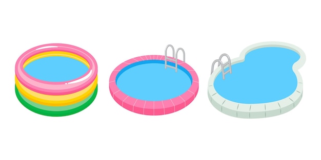 Cute inflatable and swimming pool with ladder clipart
