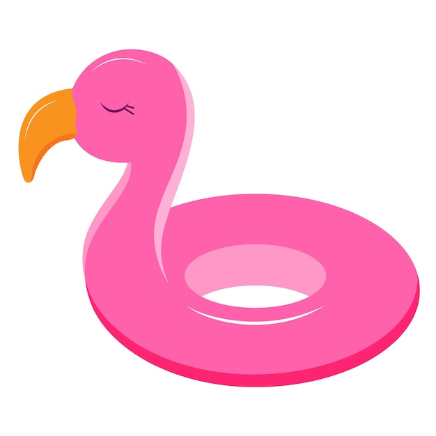 Vector cute inflatable pink flamingo on white background