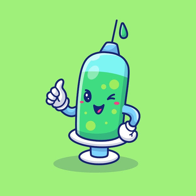 Cute Injection Cartoon Illustration