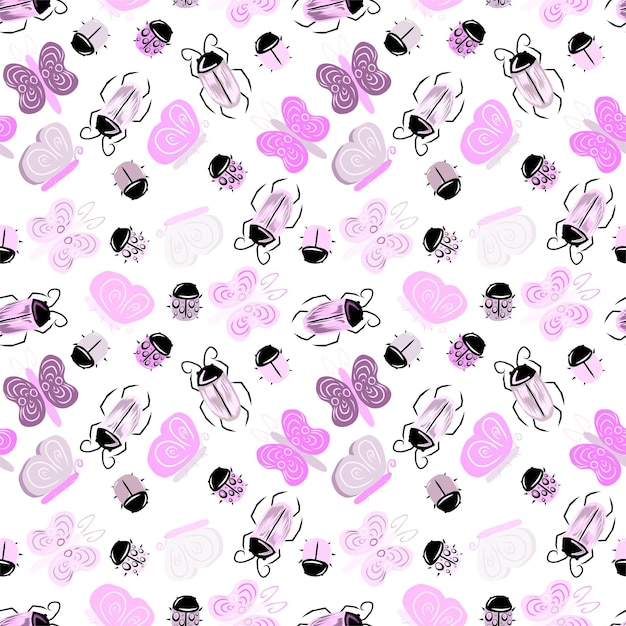 Cute Insects Background Pattern Seamless