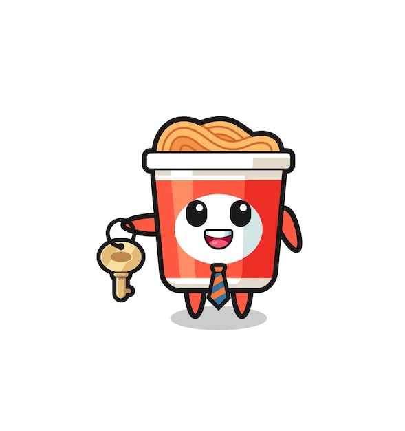 Cute instant noodle as a real estate agent mascot