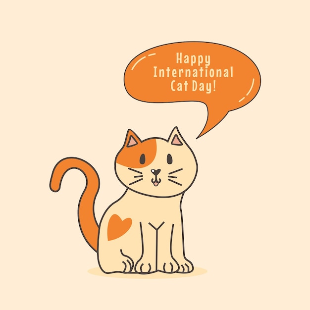 Cute international cat day illustration vector