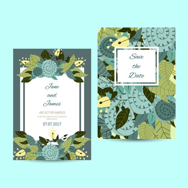 Cute invitation template with flower decoration